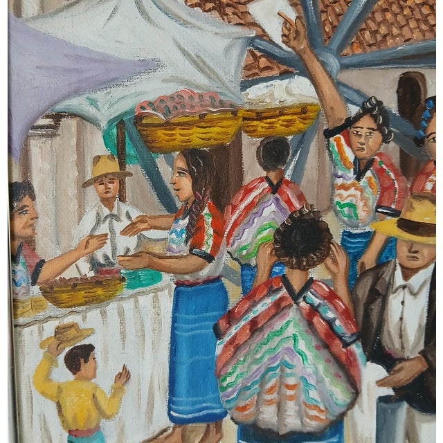 Folk Art Mid 20th Century Guatemalan Folk Art Painting - The San Juan Comalapa Balloons For Sale - Image 3 of 10