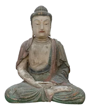 Large Chinese Rustic Wood Sitting Meditation Shakyamuni Buddha Statue