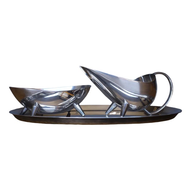 Milk and Sugar Set on Tray by Kurt Meyer for Wmf, 1953, Set of 3 For Sale
