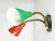 Metal Red & Green Brass and Black Wood Adjustable Wall Lamp, 1960s For Sale - Image 7 of 12
