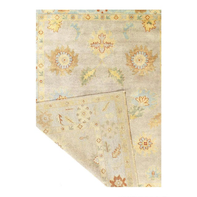 Traditional Fine Hand Knotted Oushak Rug For Sale - Image 3 of 3