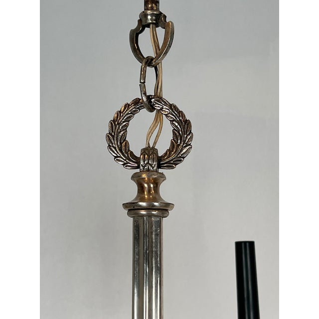 1940s 1940s Neoclassical style silver metal chandelier by Maison Charles For Sale - Image 5 of 12