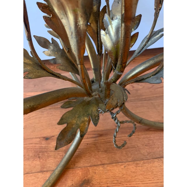 Gold Vintage Italian Tole Table With Candle Holders For Sale - Image 8 of 11