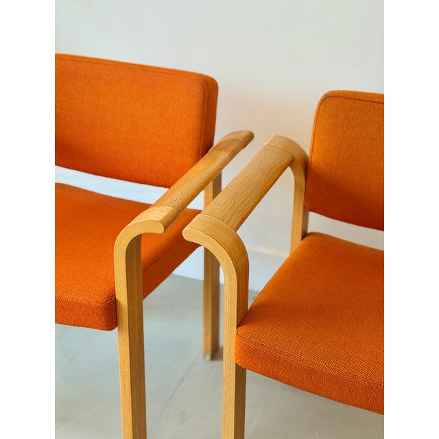 Magnus Olesen Mid-Century Modern Orange Stacking Armchairs by Rud Thygesen & Johnny Sørensen for Magnus Olesen, Denmark, 1970s, Set of 2 For Sale - Image 4 of 18