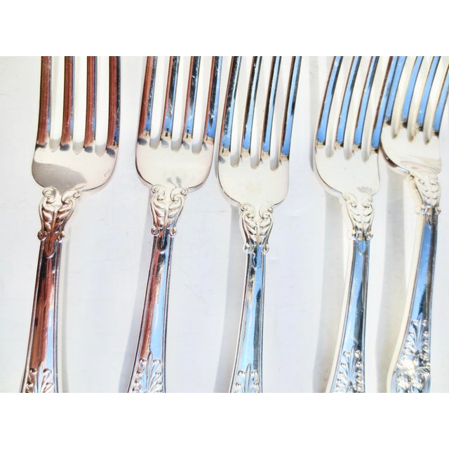 Tiffany and Co. Mid 20th Century Tiffany & Co English King Pattern Forks Silver Plate - Set of 12 For Sale - Image 4 of 8