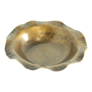 Arthur Cole for Avon Coppersmith Arts & Crafts Hammered Brass Ruffled Edge Ashtray or Catchall, 1930s