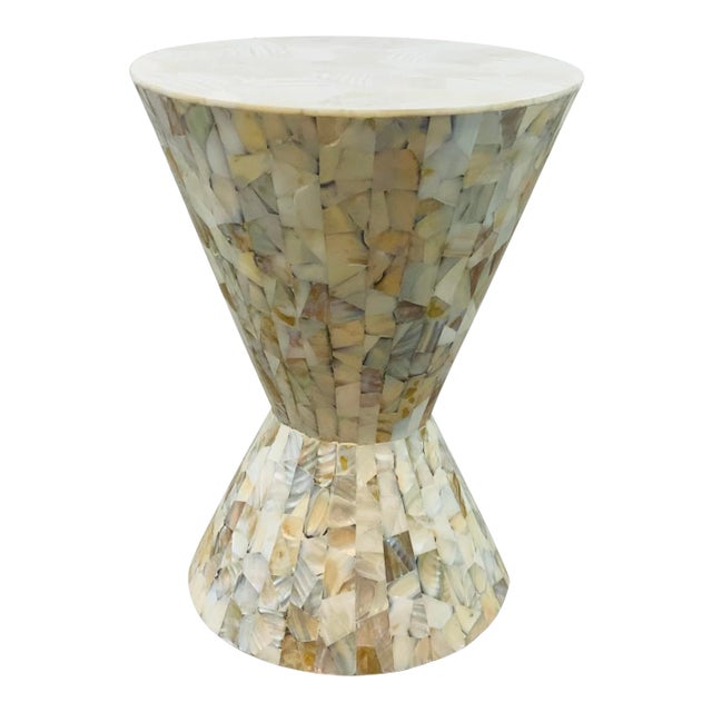 Made Goods Modern Clamstone Melanie Side Table For Sale