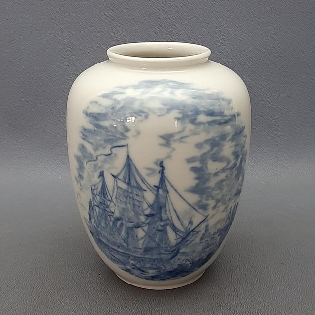 Vintage Blue & White Verbano Ceramic Vase in Naval Theme, Italy, 1950s For Sale - Image 11 of 11