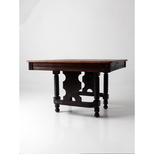Early 20th Century Antique Jacobean Revival Barley Twist Square Table For Sale - Image 5 of 18