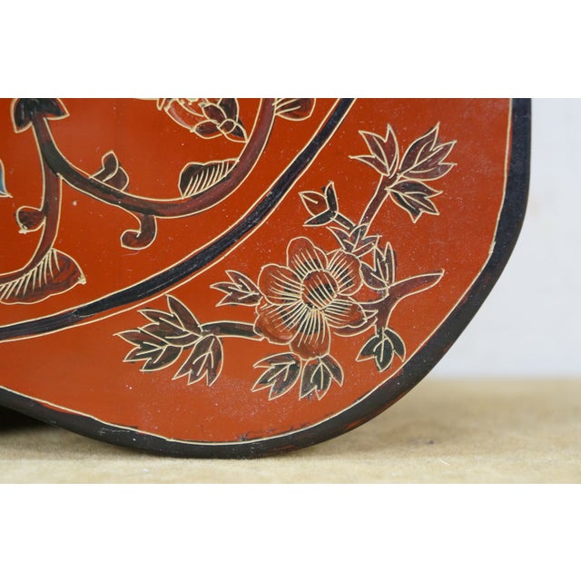 Late 20th Century Chinese Chinoiserie Red Lacquered Eight Treasures Keepsake Trinket Box 8" For Sale - Image 9 of 15