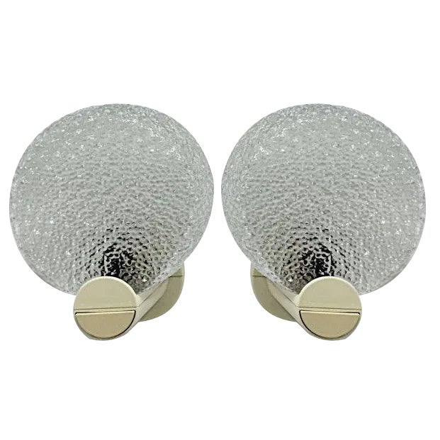 Vintage Glass Wall Lamps, 1970s, Set of 2 For Sale