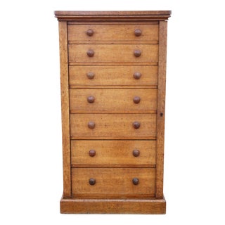 Antique Oak Wellington Chest of 7 Drawers attributed to Edwards & Roberts, 19th Century For Sale