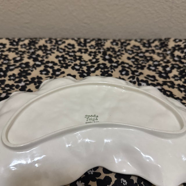 Vintage Spode Savoy White Crescent Plate or Trinket Tray Embossed Cabbage Leaf England For Sale In New Orleans - Image 6 of 6