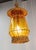 French Ceiling Pendant in Yellow Glass & Wicker Chandelier, 1970s For Sale - Image 3 of 10