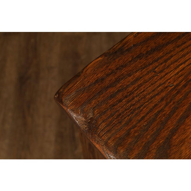 Jamestown Lounge Co. Colonnade Collection Vintage Sculpted Oak Long Credenza For Sale - Image 17 of 18