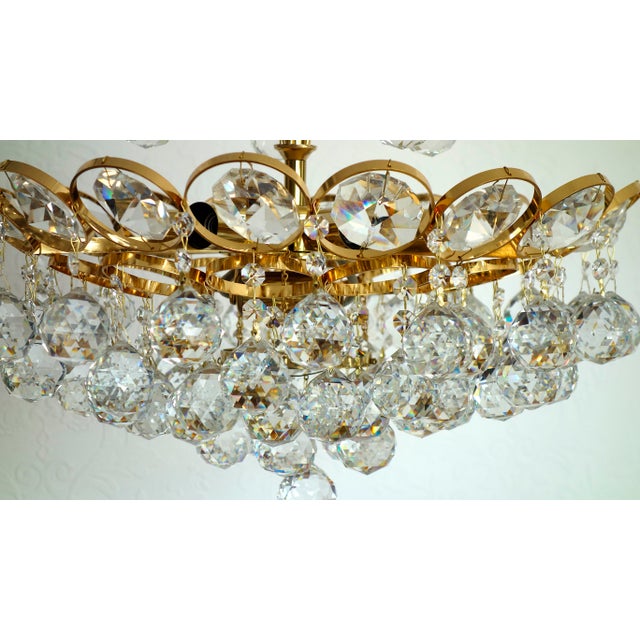 1960s Brass and Rainbow Lead Crystal 8-Light Chandelier from Palwa, 1960s For Sale - Image 5 of 12