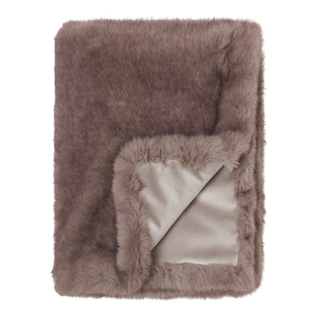 Grey Faux Fur Blanket by Villa Como For Sale
