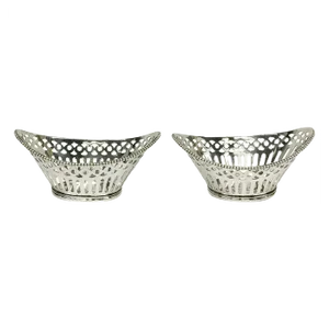 Very Small Dutch Silver Bonbon Baskets, Set of 2