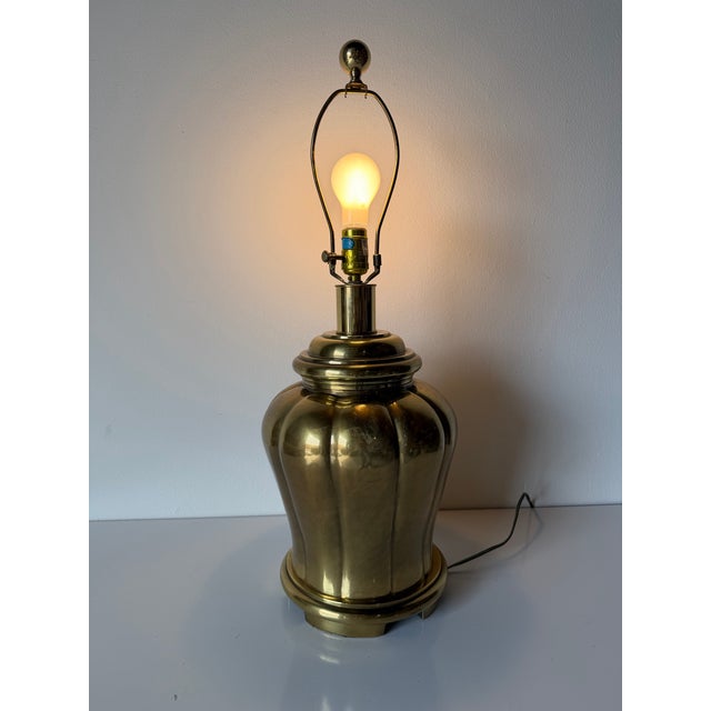Vintage Frederick Cooper–Style Urn Shape Solid Brass Table Lamp For Sale - Image 10 of 11