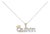 14K Yellow Gold Plated Sterling Silver 1/10 Cttw Diamond “Queen” Nameplate Pendant Necklace For Sale
