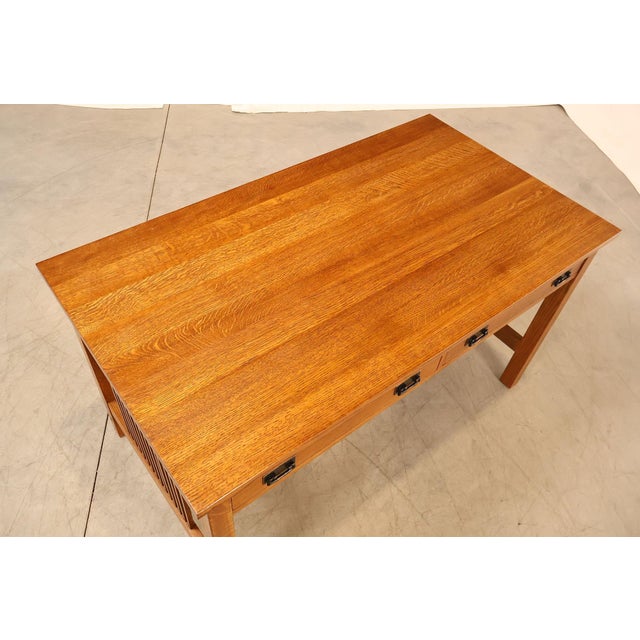 Stickley Mission Collection Oak Spindle Writing Desk For Sale - Image 11 of 18