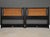 A pair of mid century modern walnut twin headboards with cane backs designed by Edward Wormley for Dunbar. 42.75” wide. 2”...