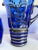 Mid 20th Century Cobalt Blue Italian Glass With Silver Overlay Pitcher and Glasses - Set of 6 For Sale - Image 5 of 12