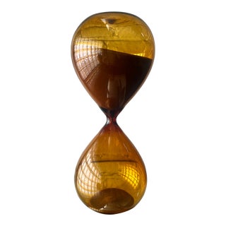 Mid-Century Modern Amber Blown-Glass Hour Glass For Sale
