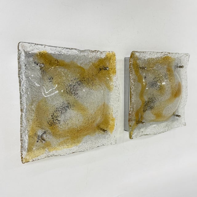 Metal Abstract Murano Glass Wall Sconces from Mazzega, Italy, 1960s, Set of 2 For Sale - Image 7 of 18
