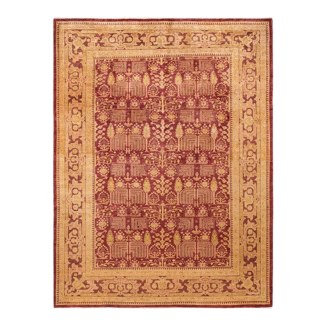 Eclectic, One-of-a-Kind Hand-Knotted Area Rug - Red, 9' 2" x 12' 5" For Sale