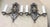 Victorian Pair of Antique Ornate 2-Arm Pewter Silver Gold Electric Wall Sconces Fixture For Sale - Image 3 of 10