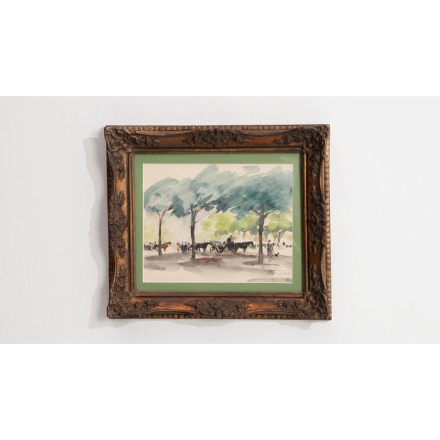 1940s France Green Wood Drawing For Sale - Image 4 of 16