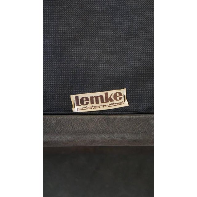 Vintage Gray Leather Sofa Elements and Ottoman, Set of 4 For Sale - Image 16 of 18