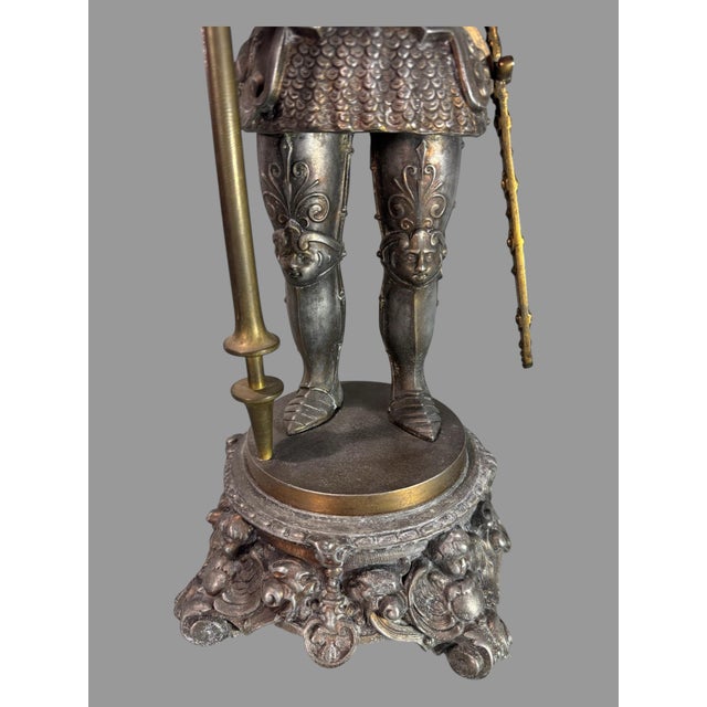 Victorian Antique Victorian Figural Cast Metal Statue of a Knight or Gladiator For Sale - Image 3 of 8