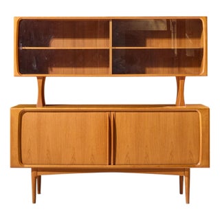 Bernhard Pedersen Mid Century Danish Teak Tambour Door Credenza and Hutch For Sale