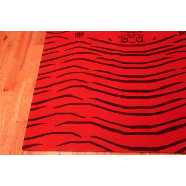 Textile Red and Black Modern Tiger Rug For Sale - Image 7 of 9