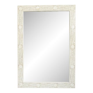 Vintage Priya Soft Beige & Cream Floral Mirror For Sale