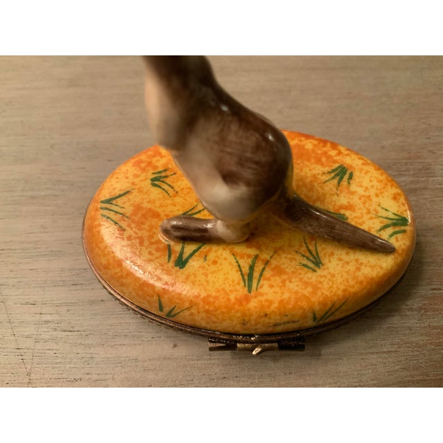 1980s Vintage Hand Painted Hinged Limoges Trinket Box of Kangaroo (Part of Animal Series) For Sale - Image 5 of 12