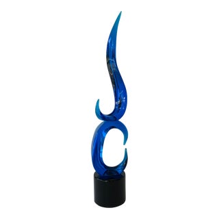 Large Vintage Vivololi Murano Blue Art Glass Sculpture For Sale