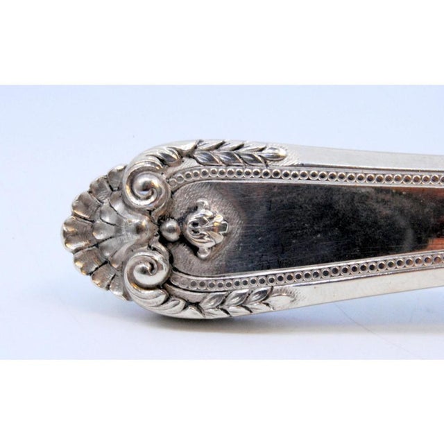 Silver Fish Serving Fork with Four Engraved Prongs For Sale - Image 10 of 11