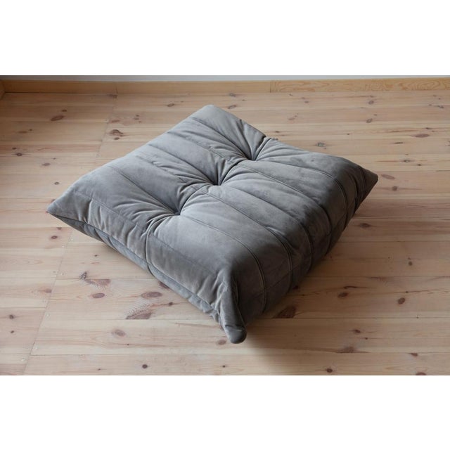 Elephant Grey Velvet Togo Lounge Chair with Pouf and 3-Seat Sofa by Michel Ducaroy for Ligne Roset, Set of 3 For Sale - Image 12 of 14