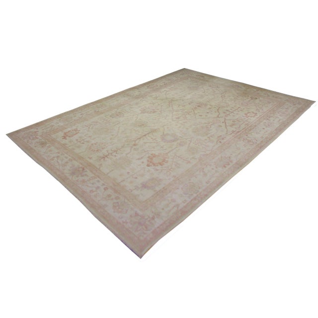 Hand knotted Oushak rug made by Aara Rugs Inc. This stunning allover design rug is made of 75% wool & 25% cotton, dyed...