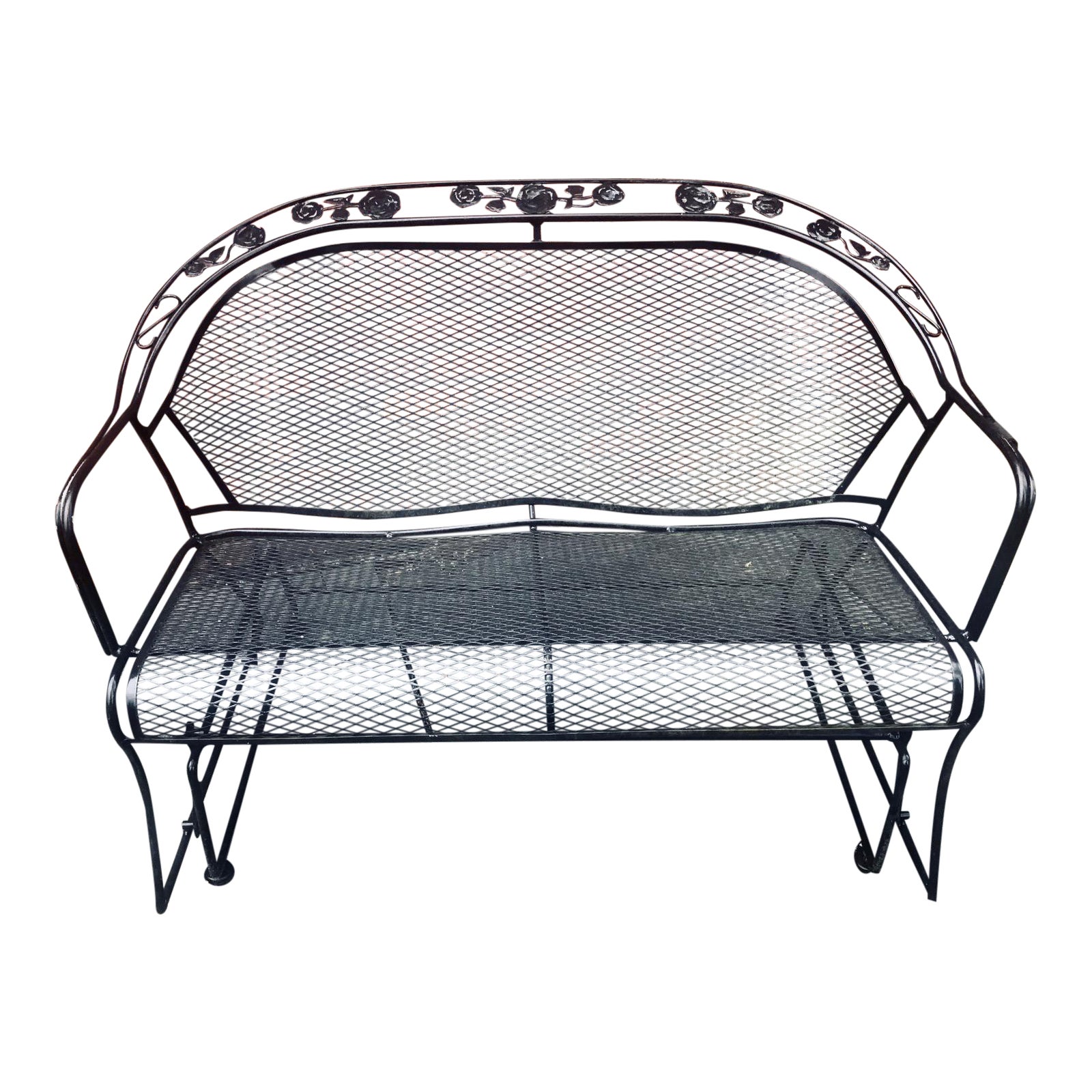 1960 Mid Century Modern Russell Woodard Wrought Iron Glider Bench