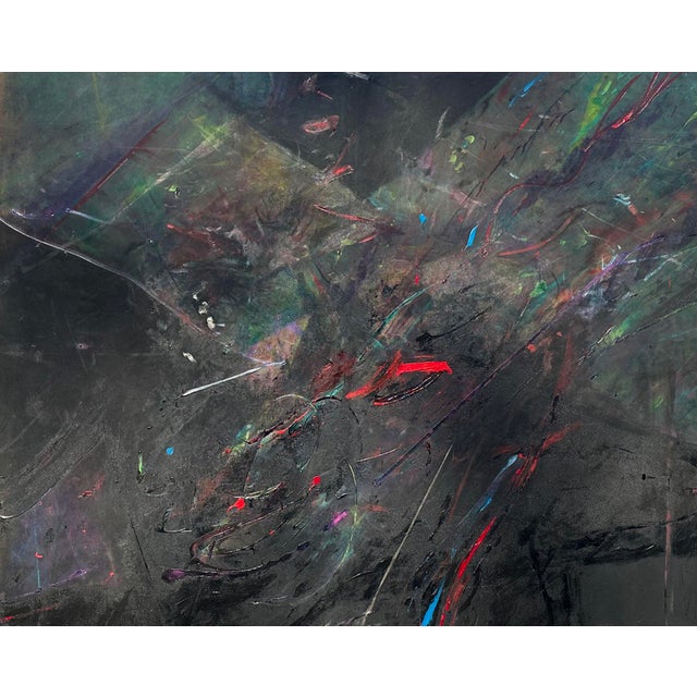 A 1985 large acrylic on canvas painting by the American artist Robert Berkshire (1932-2010). Titled "Flight Over Egypt,"...