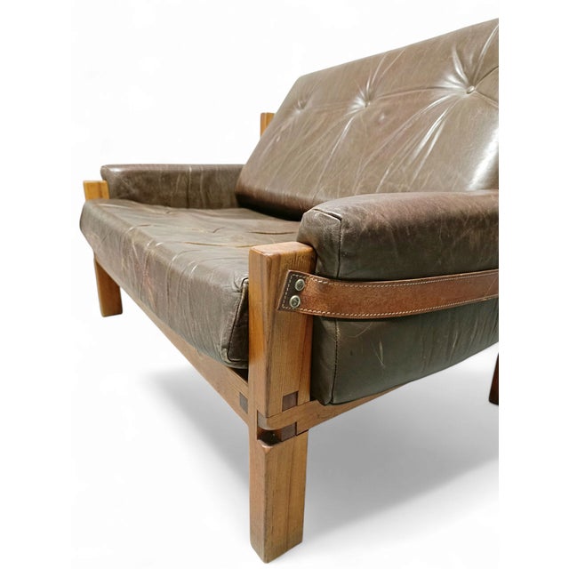 1960s Model S17Z Love Seat attributed to Pierre Chapo, France, 1960s For Sale - Image 5 of 12