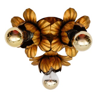 Vintage Gilded Florentine Flush Mount by Hans Kögl, Germany, 1960s For Sale