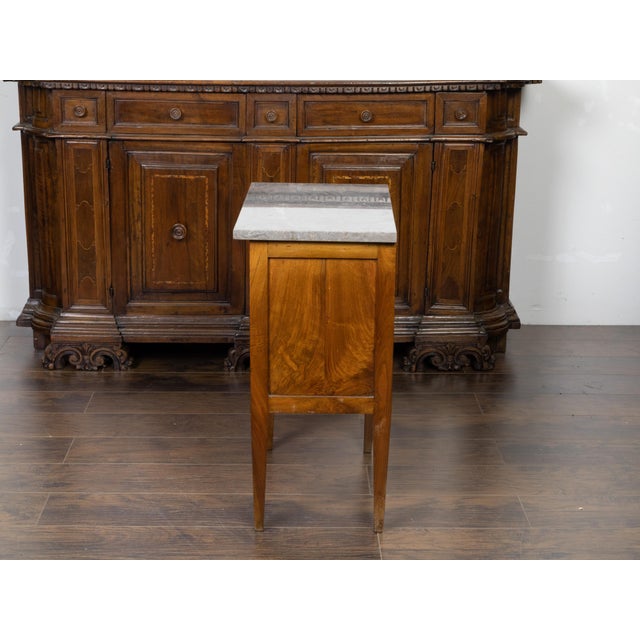 French 19th Century Petite Commode with Grey Marble Top and Two Drawers For Sale In Atlanta - Image 6 of 12