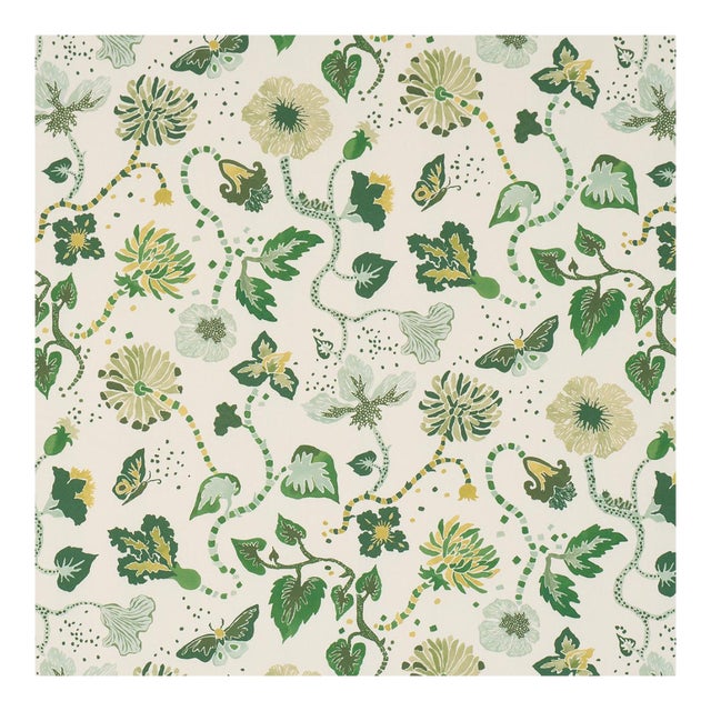 Sample - Schumacher x Happy Menocal Gloriette Fabric in Green For Sale