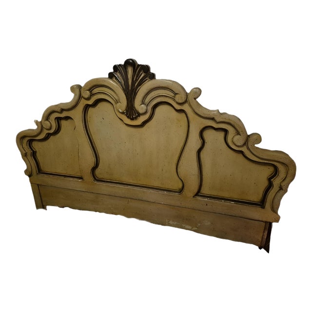 Vintage Yellow-Wood Decor Full Sized Headboard For Sale