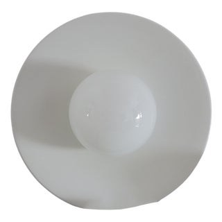 Large Italian Flush Mount Disk Light in Metal and Glass, 1970s For Sale